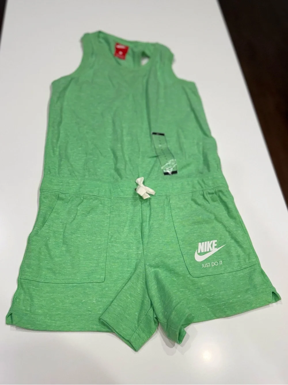 Nike Girl’s Vintage  Razorback Cotton Romper Sleeveless w/ Pockets Large